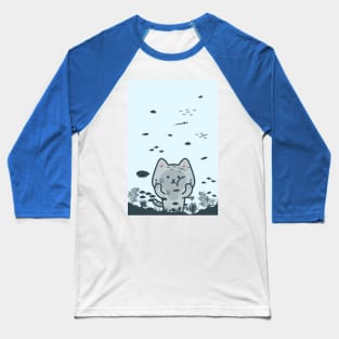 Cute cat in front of fishbowl Baseball T-Shirt